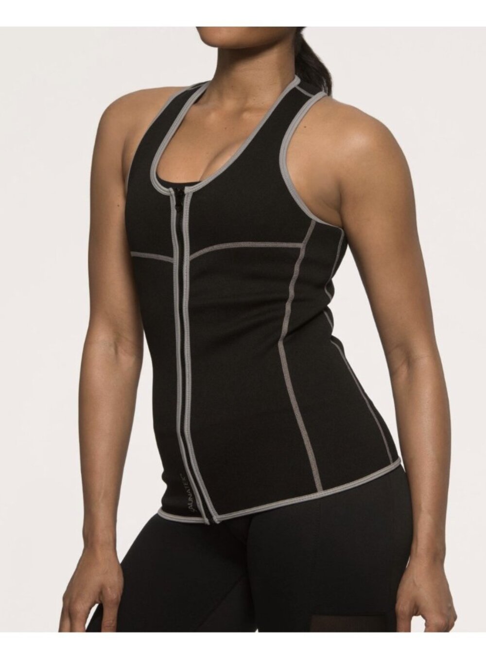 Saunatek Vest Women’s Black Size Small Sweat Tank Sports Athletic Workout Zip